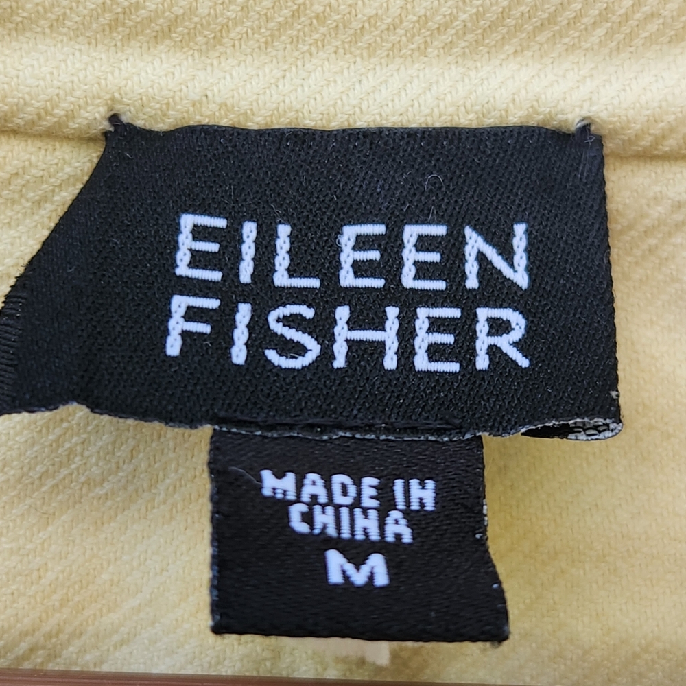 Eileen Fisher Jacket Women's Medium Yellow Double Breasted Crinkle Finish - Picture 3 of 10